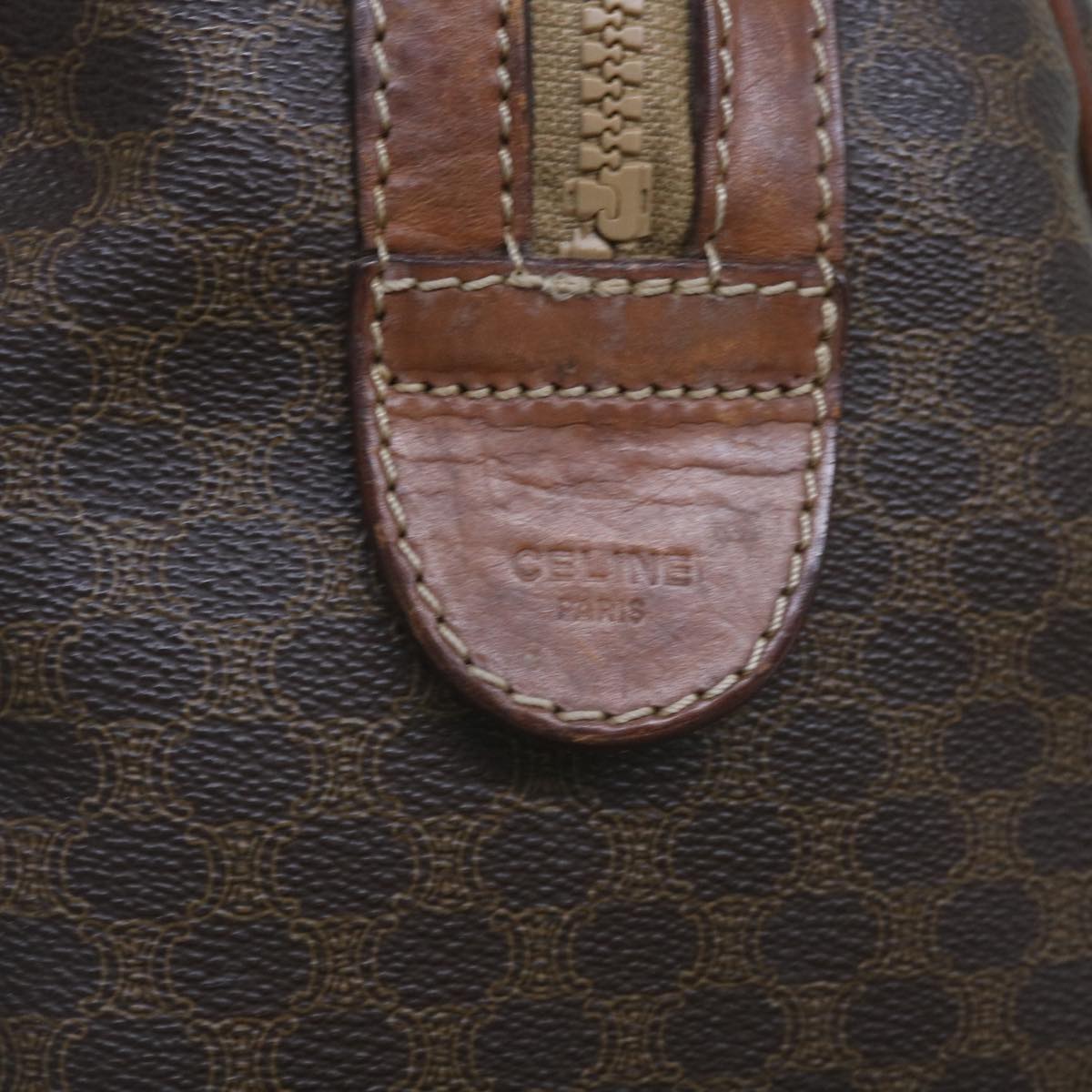 CELINE Macadam Canvas Boston Bag PVC Brown Auth am5885