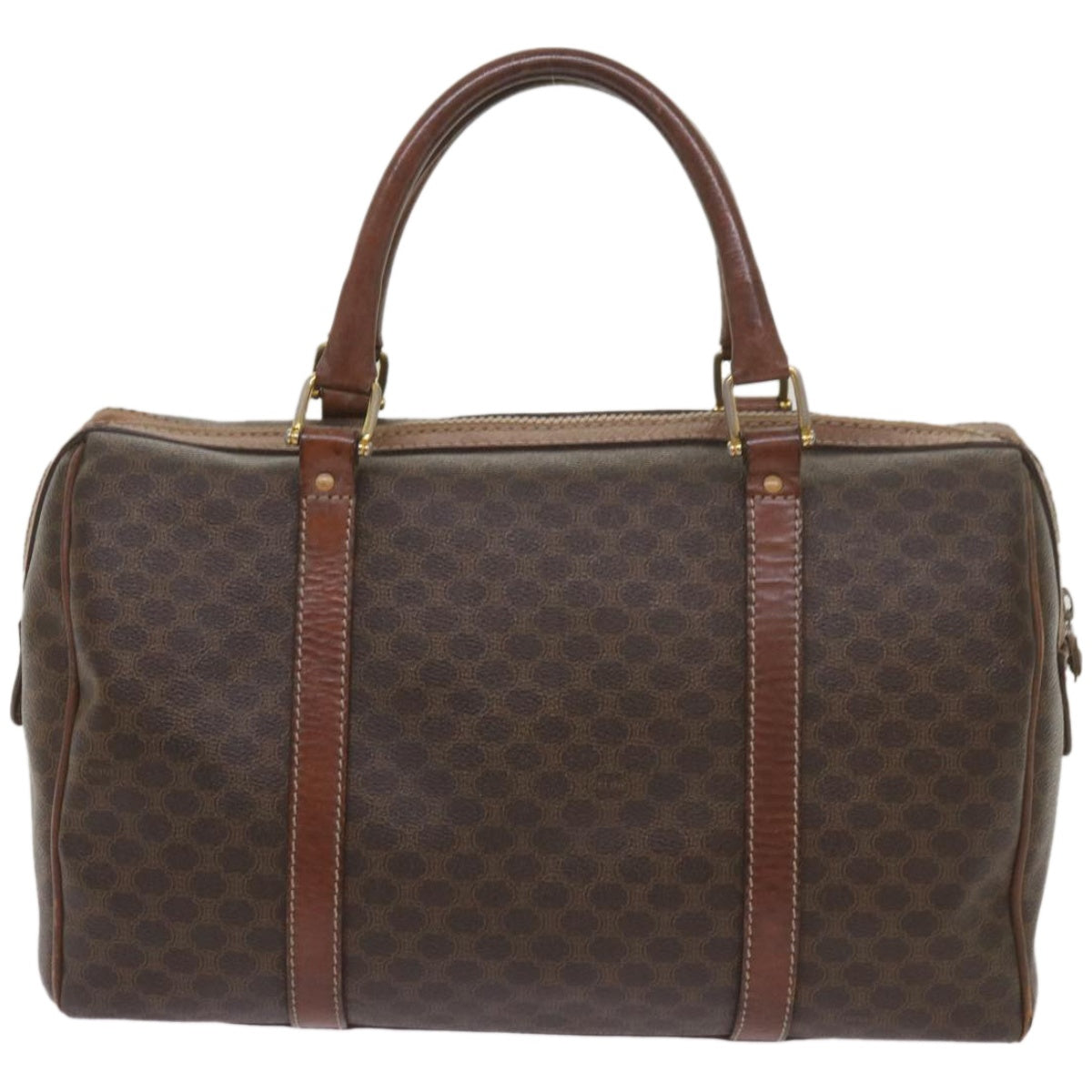 CELINE Macadam Canvas Boston Bag PVC Brown Auth am5885