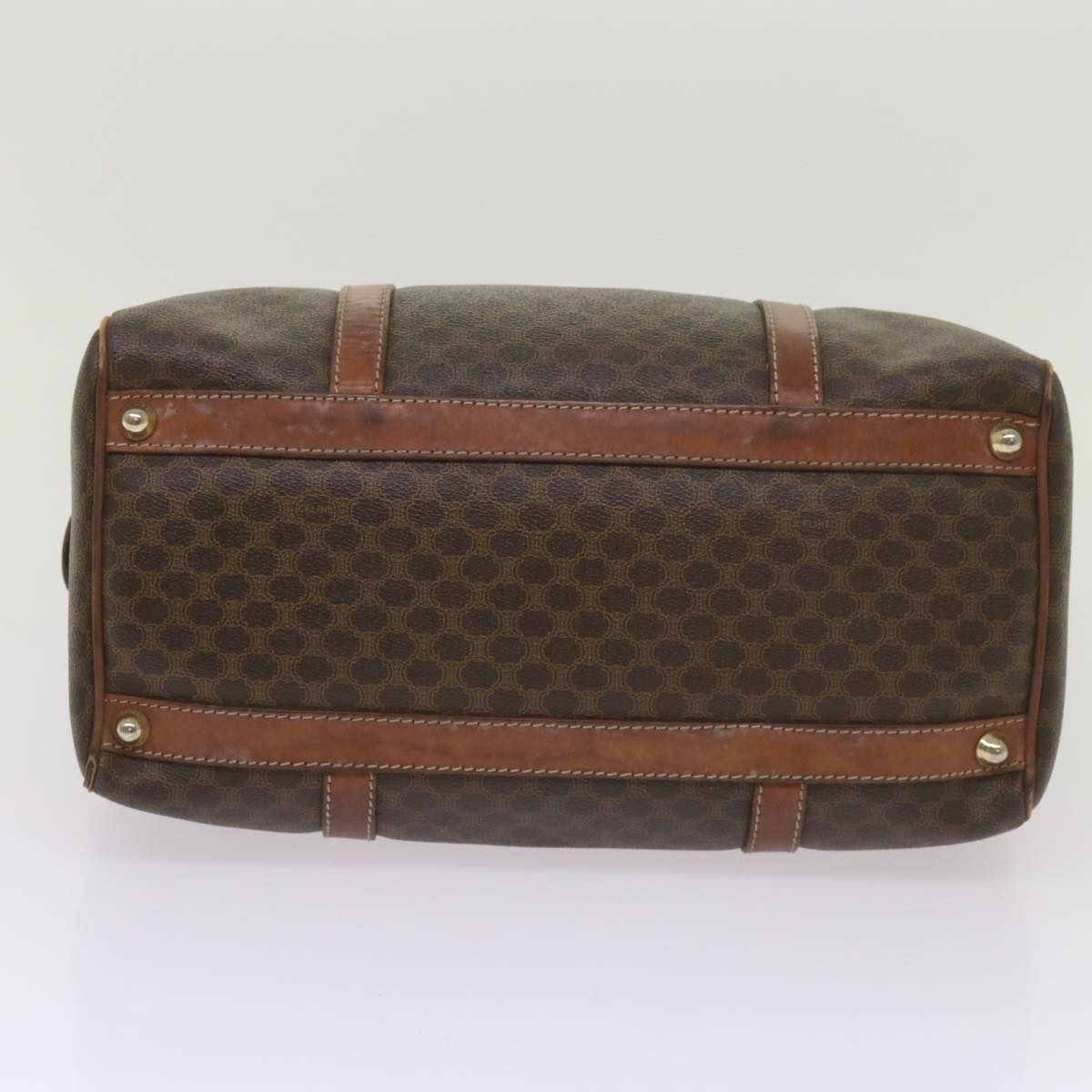 CELINE Macadam Canvas Boston Bag PVC Brown Auth am5885