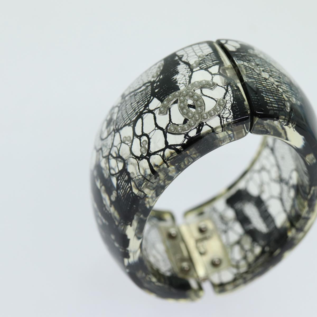 CHANEL COCO Mark Bracelet Black CC Auth am6015