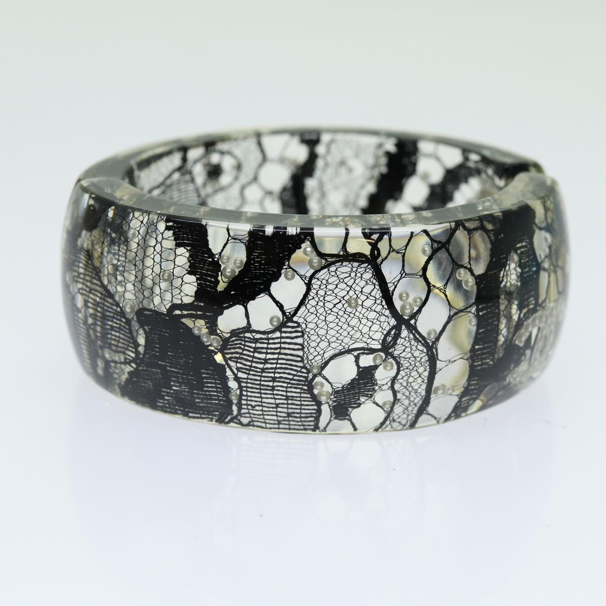 CHANEL COCO Mark Bracelet Black CC Auth am6015