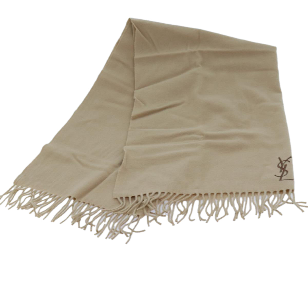 SAINT LAURENT Kneeling blanket Wool 27.6""""-55.1"""" Beige Auth am6069