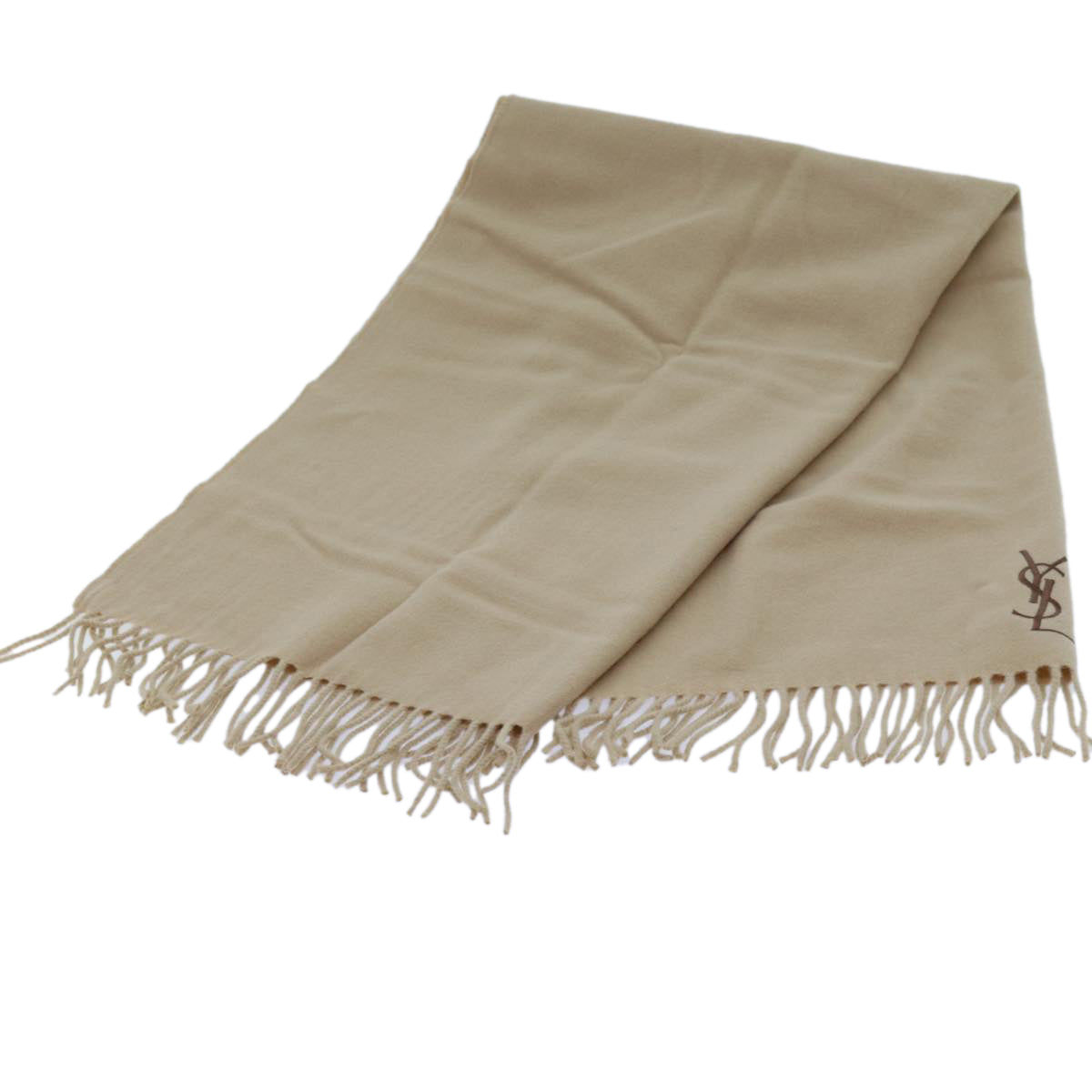 SAINT LAURENT Kneeling blanket Wool 27.6""""-55.1"""" Beige Auth am6069