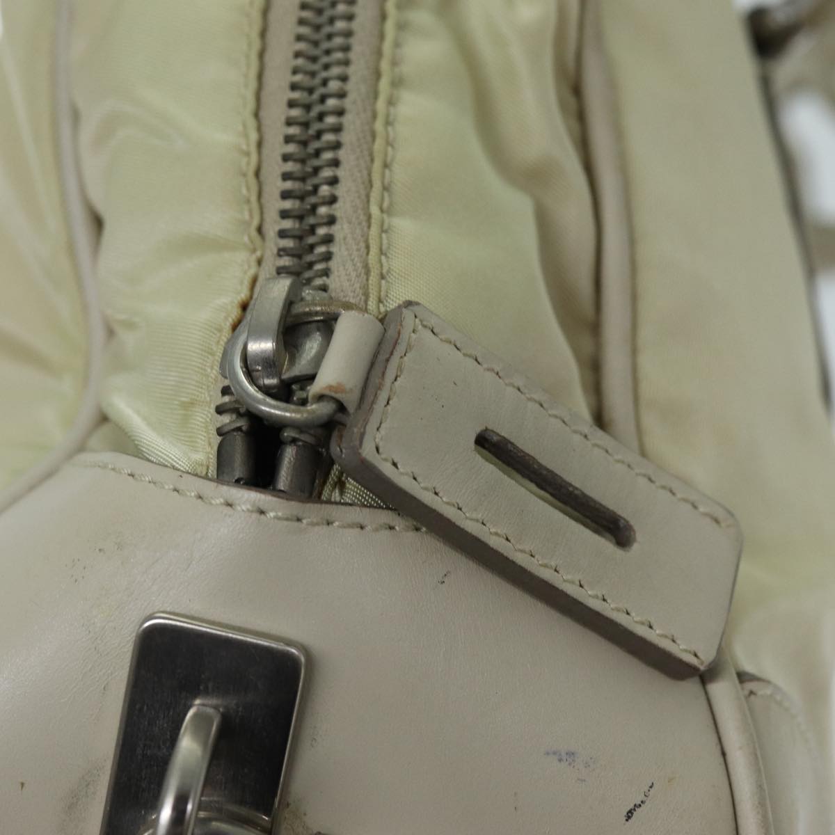 PRADA Shoulder Bag Nylon Beige Auth am6097