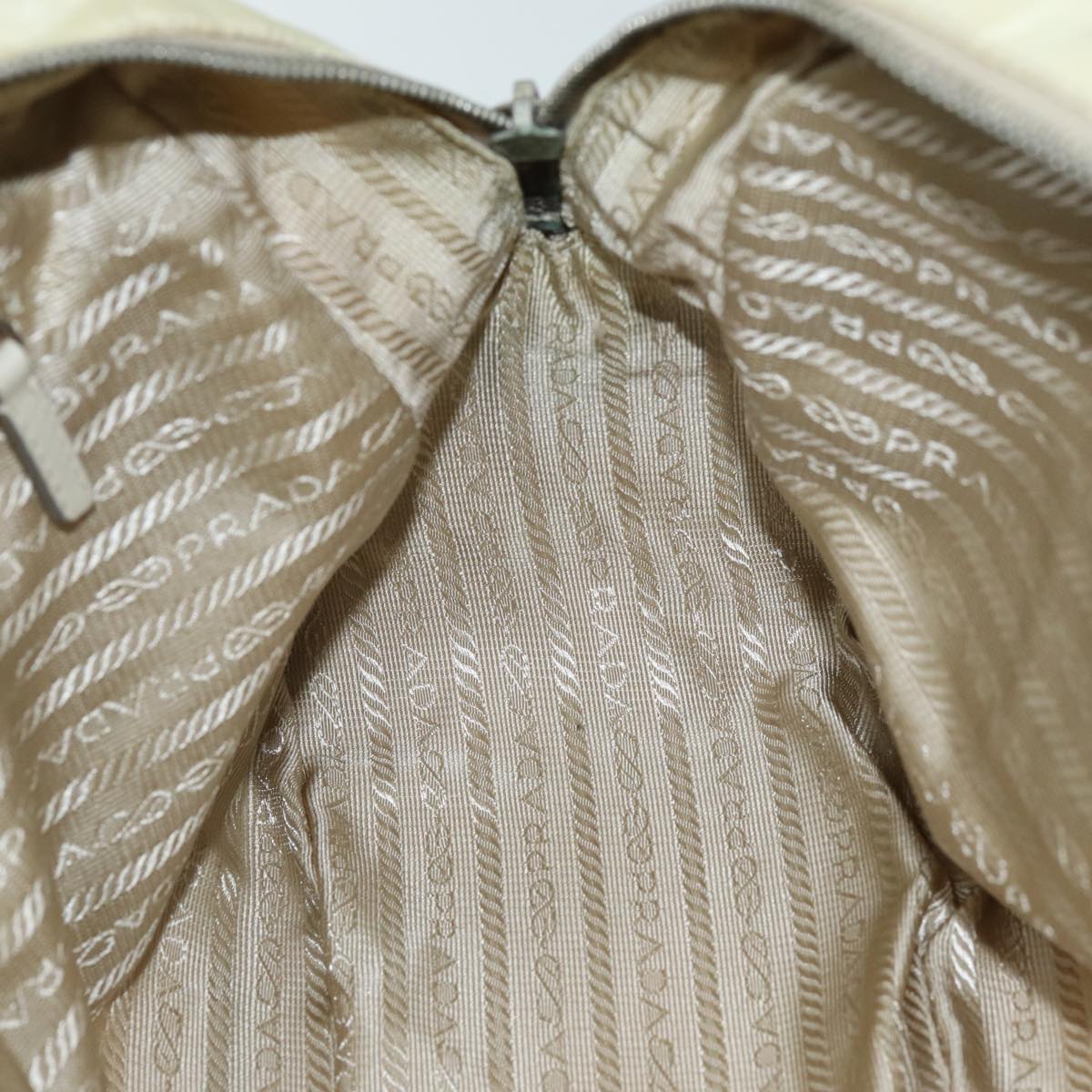 PRADA Shoulder Bag Nylon Beige Auth am6097