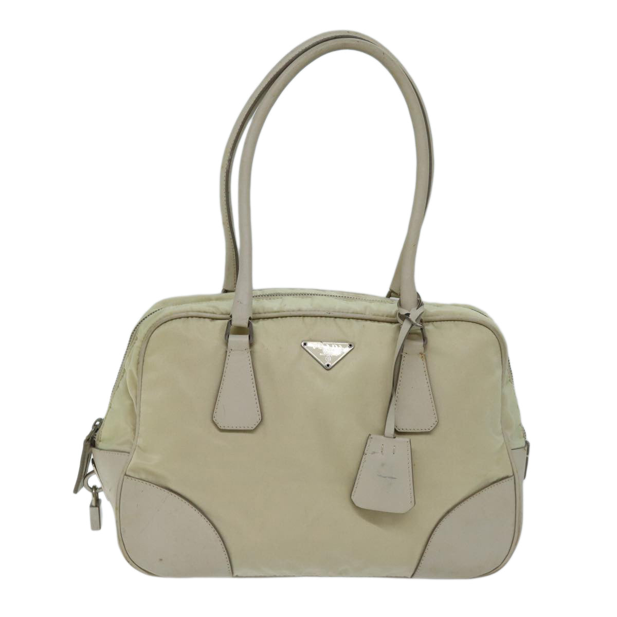 PRADA Shoulder Bag Nylon Beige Auth am6097