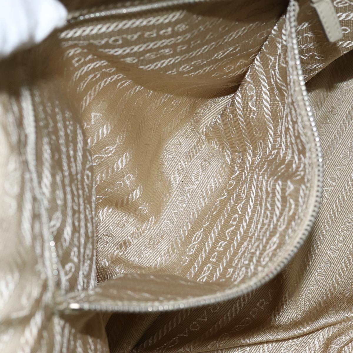 PRADA Shoulder Bag Nylon Beige Auth am6097