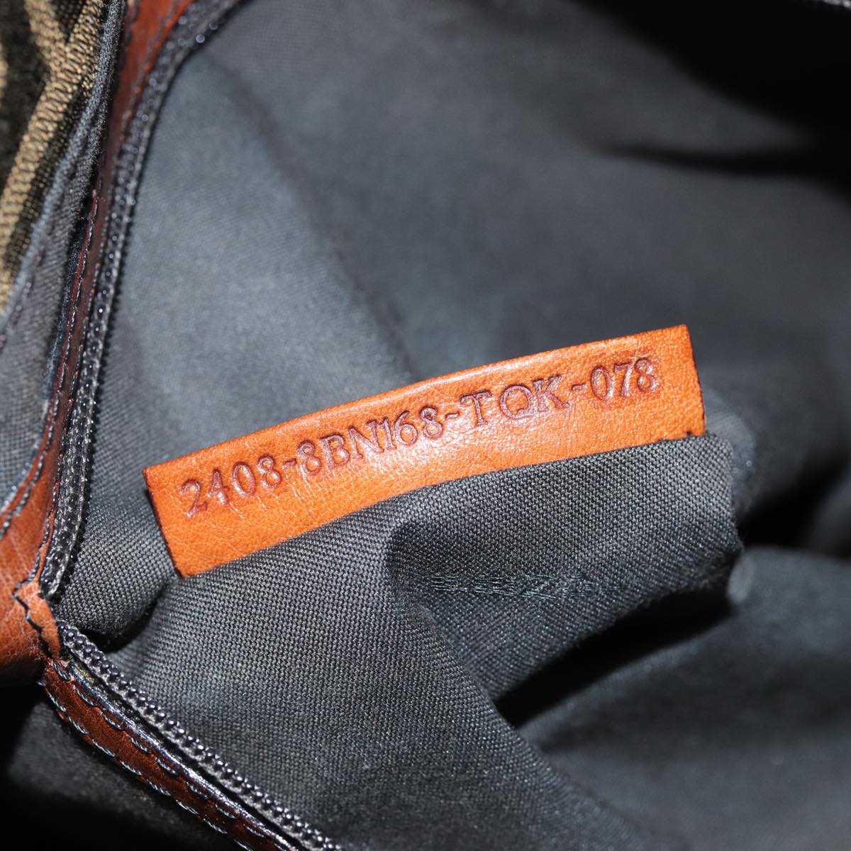 FENDI Zucca Canvas Tote Bag Brown Black Auth am6121