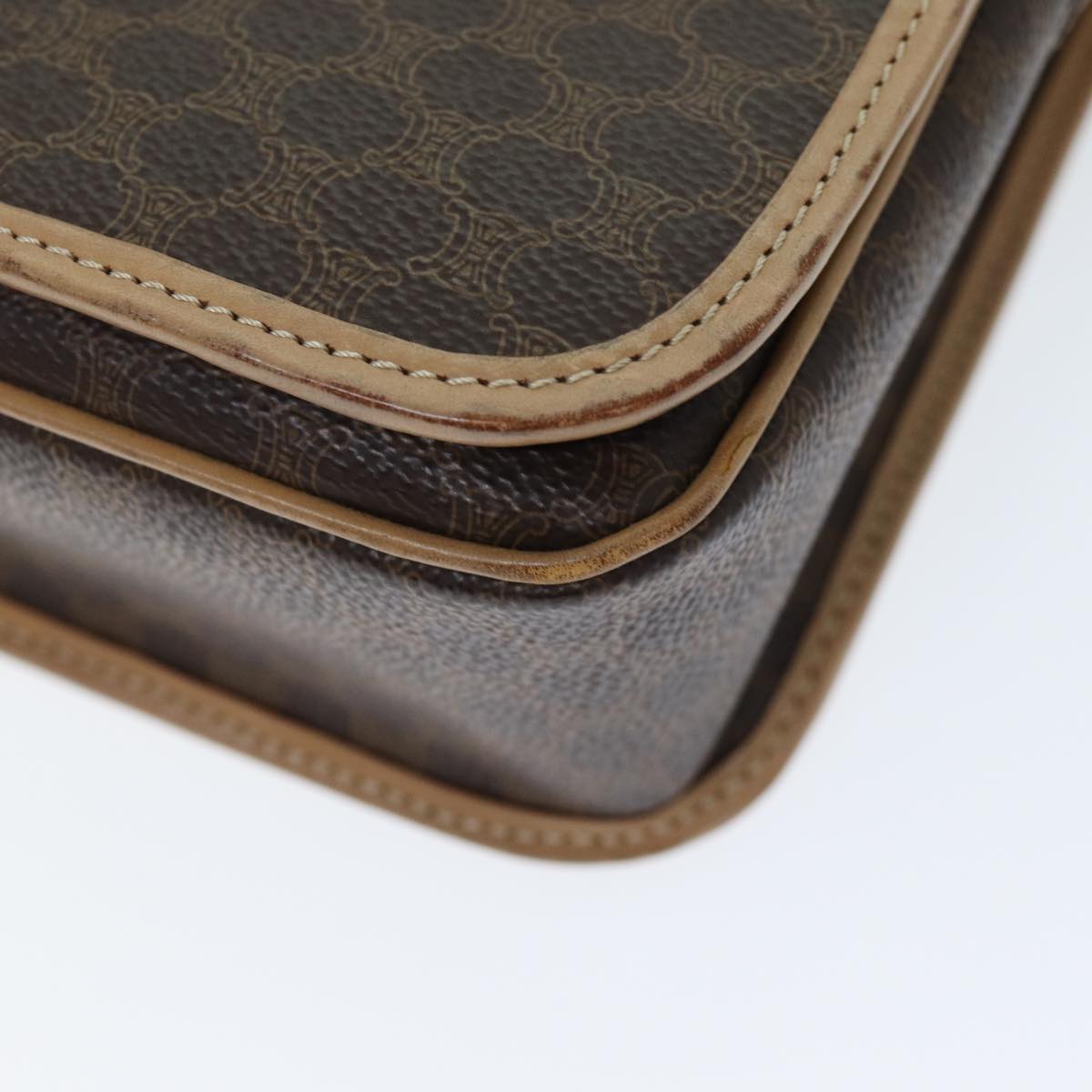 CELINE Macadam Canvas Shoulder Bag PVC Brown Auth am6264