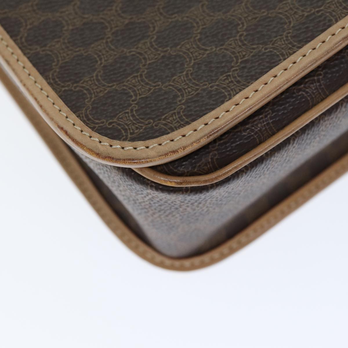 CELINE Macadam Canvas Shoulder Bag PVC Brown Auth am6264