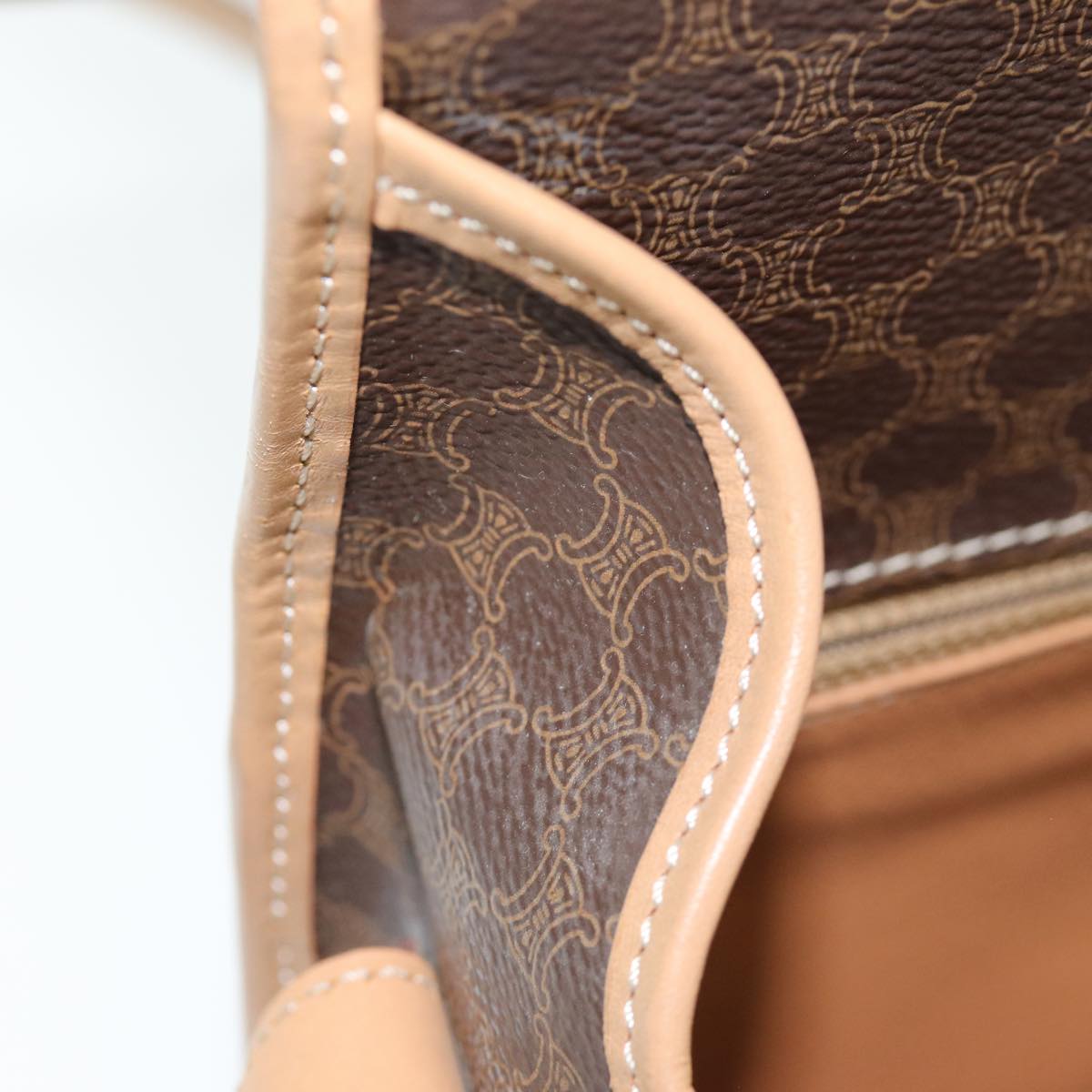 CELINE Macadam Canvas Shoulder Bag PVC Brown Auth am6264