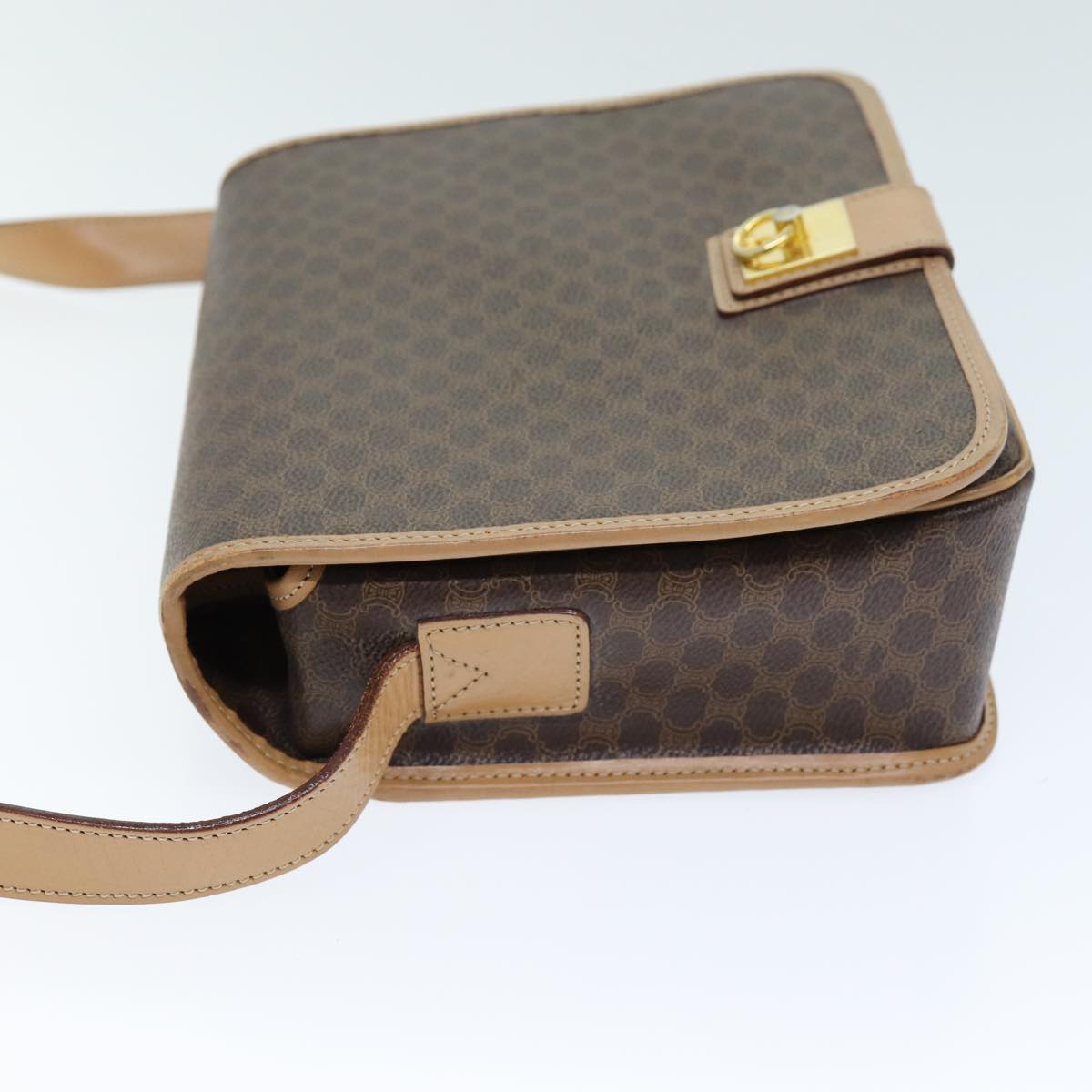 CELINE Macadam Canvas Shoulder Bag PVC Brown Auth am6264