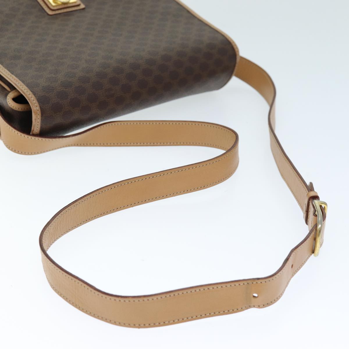 CELINE Macadam Canvas Shoulder Bag PVC Brown Auth am6264