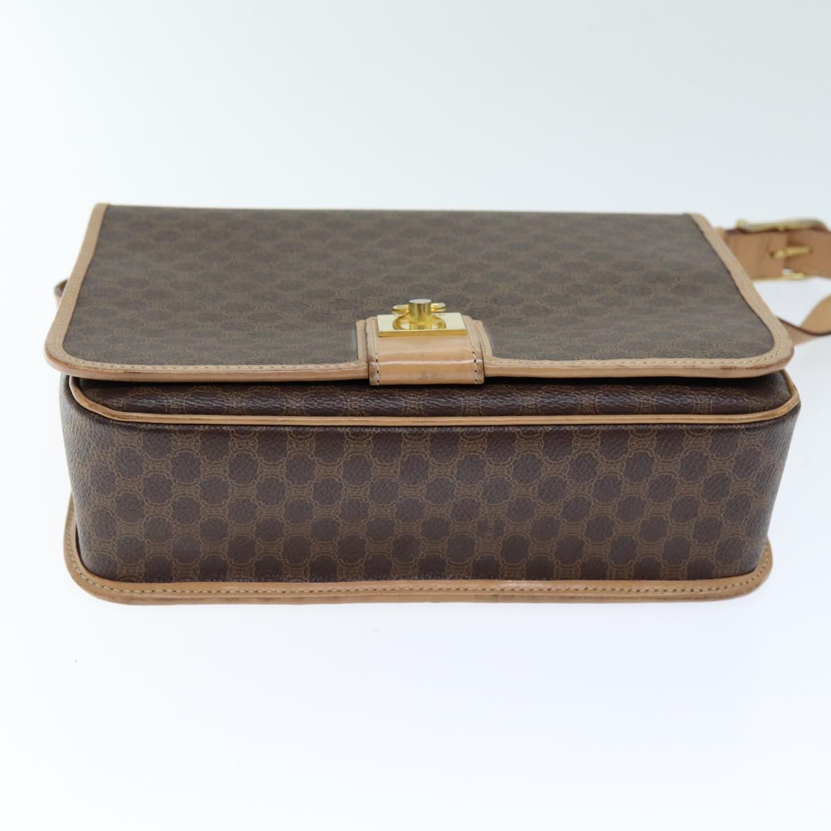 CELINE Macadam Canvas Shoulder Bag PVC Brown Auth am6264