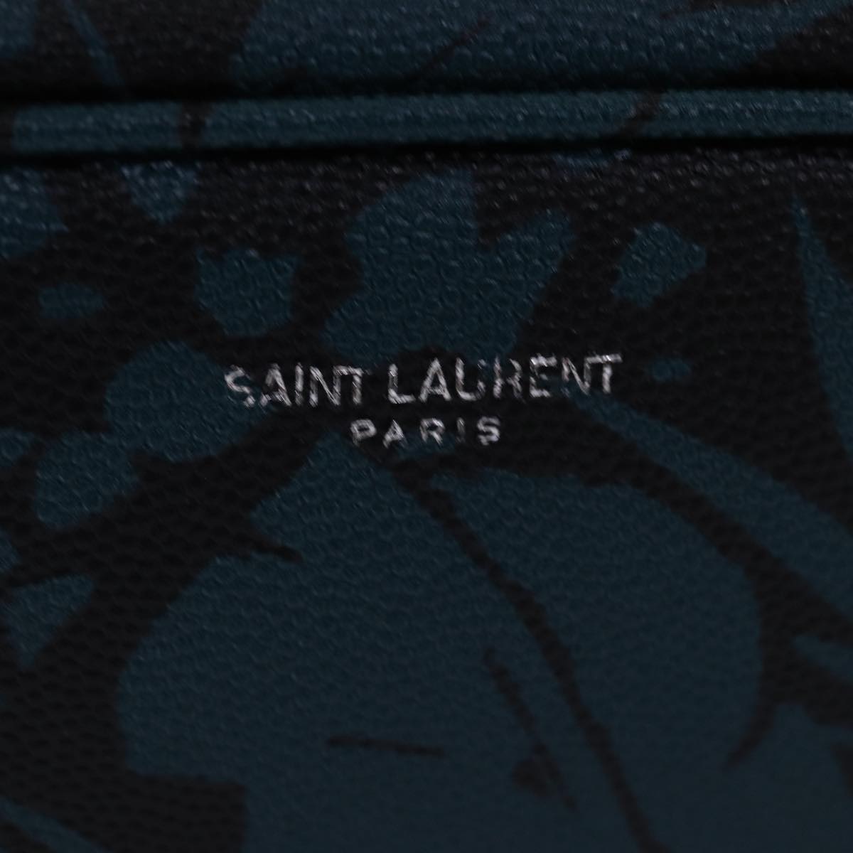 SAINT LAURENT Clutch Bag Leather Blue Auth am6361