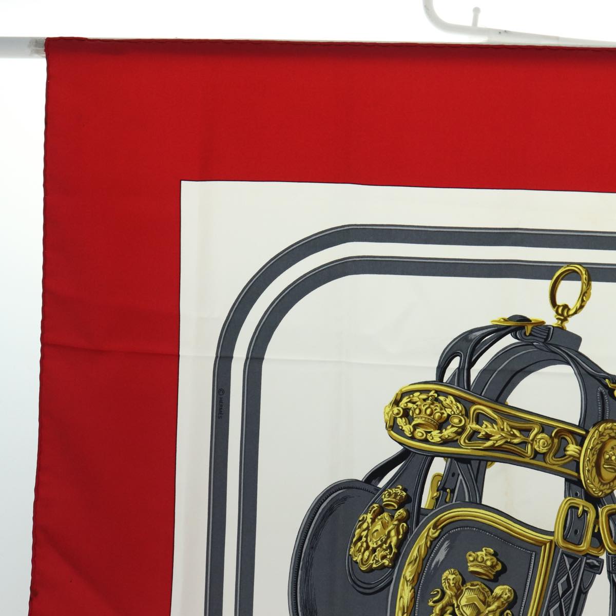 HERMES Carre 90 Scarf ""BRIDES de GALA"" Silk Red Auth am6364