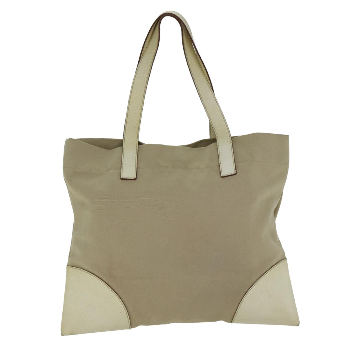 PRADA Tote Bag Canvas Beige Auth am6376