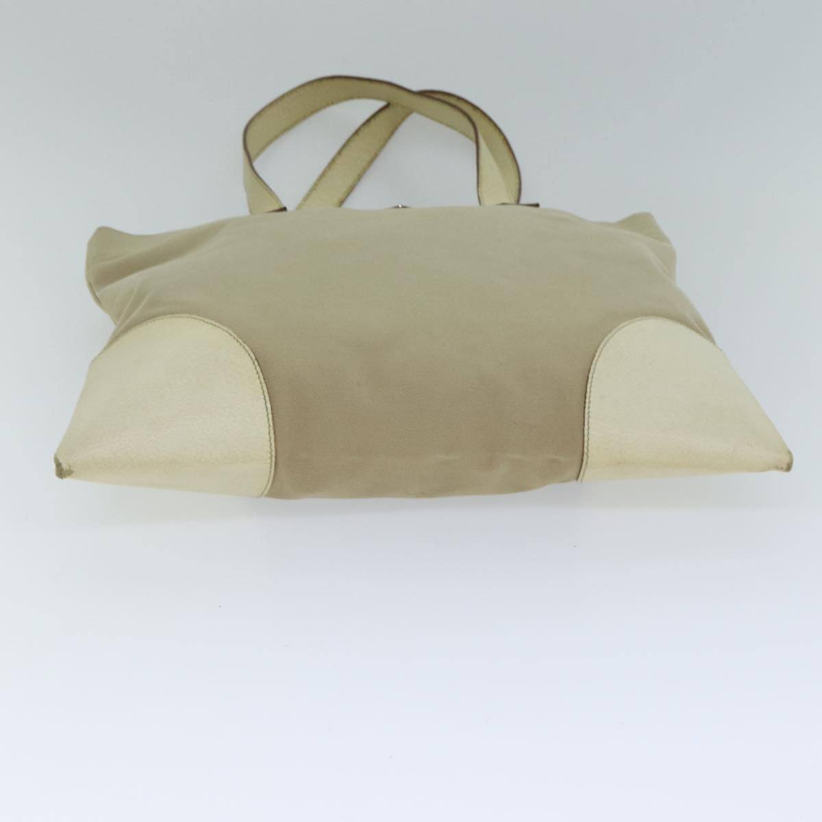 PRADA Tote Bag Canvas Beige Auth am6376