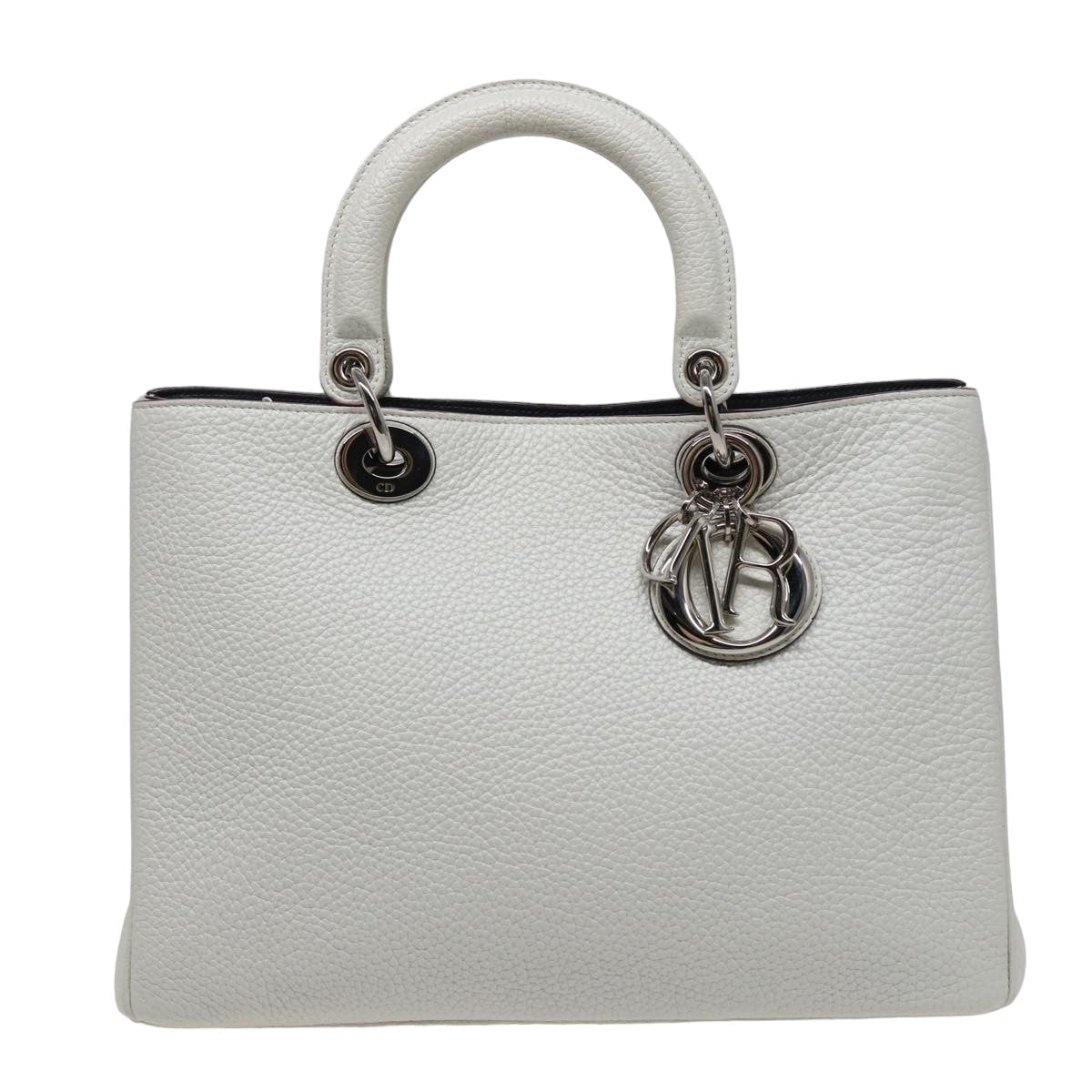 Christian Dior Diorissimo Hand Bag Leather 2way White Auth am6412AV