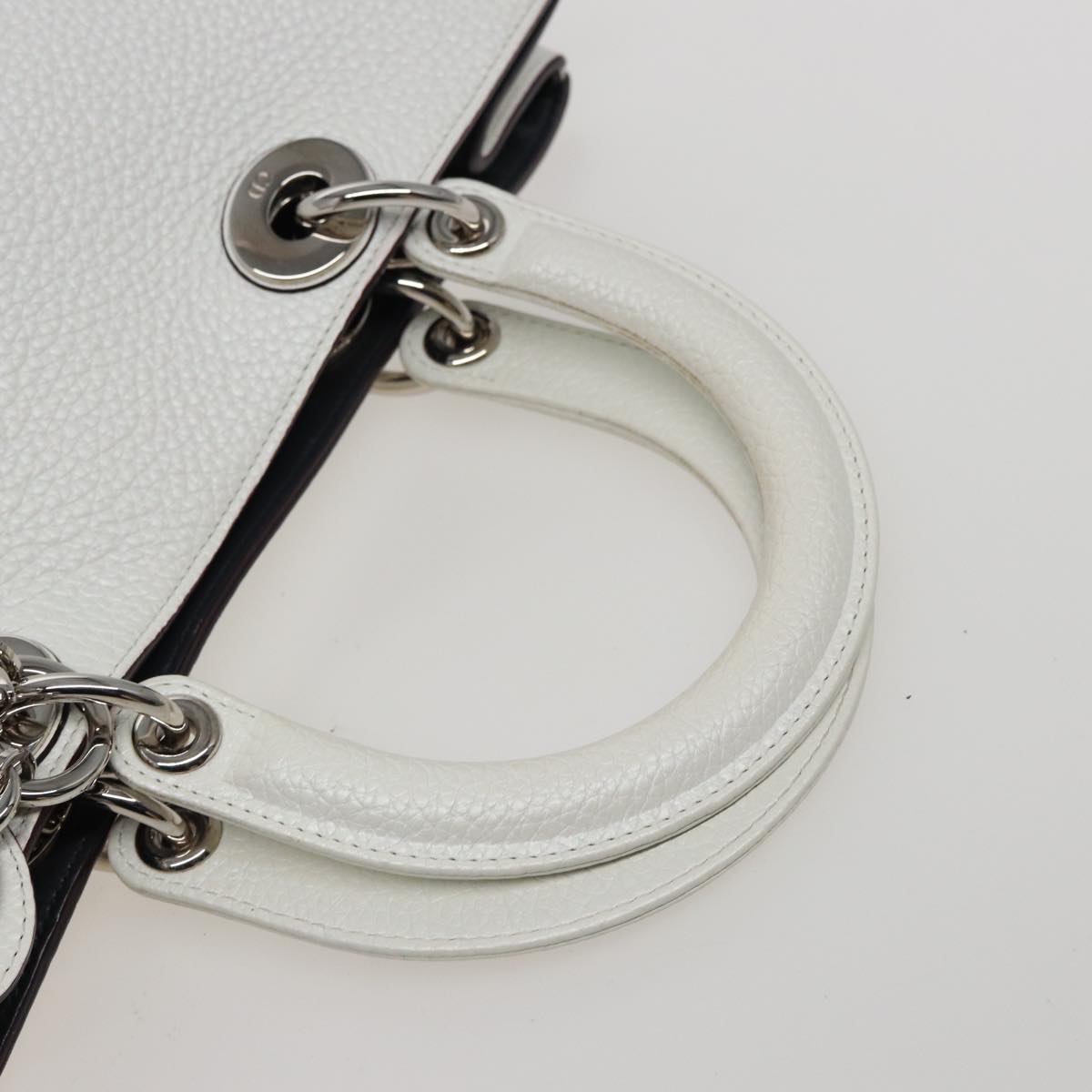 Christian Dior Diorissimo Hand Bag Leather 2way White Auth am6412AV