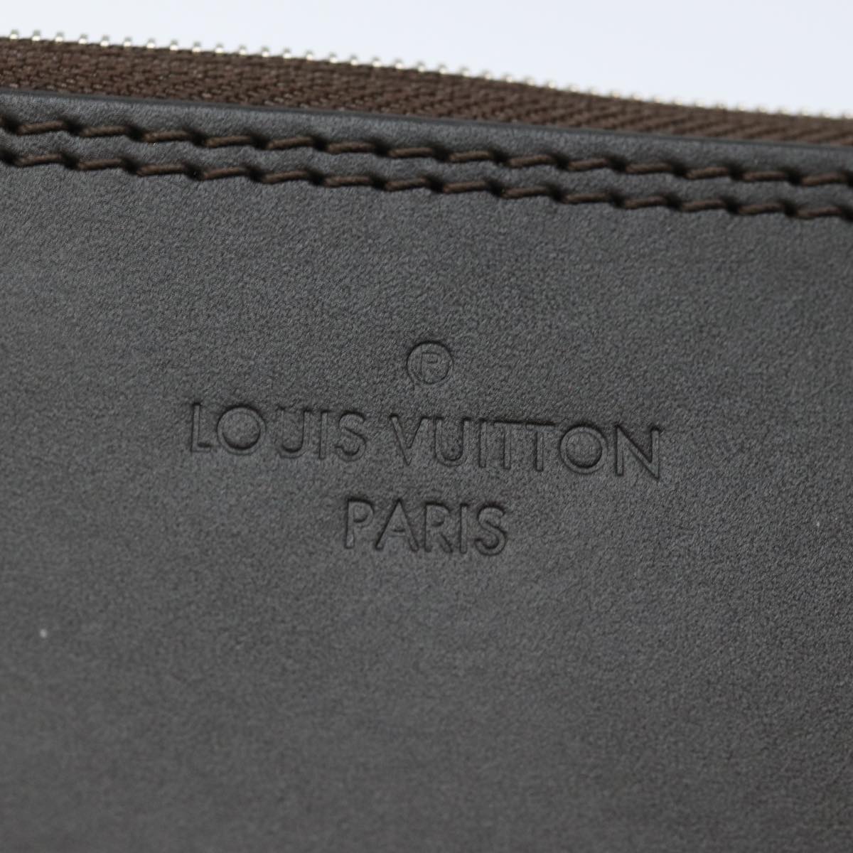 LOUIS VUITTON Pouch Leather Brown LV Auth am6430