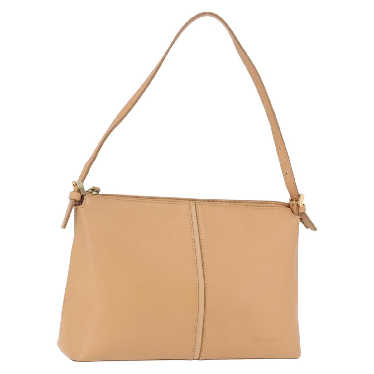BURBERRY Shoulder Bag Leather Beige Auth am6447