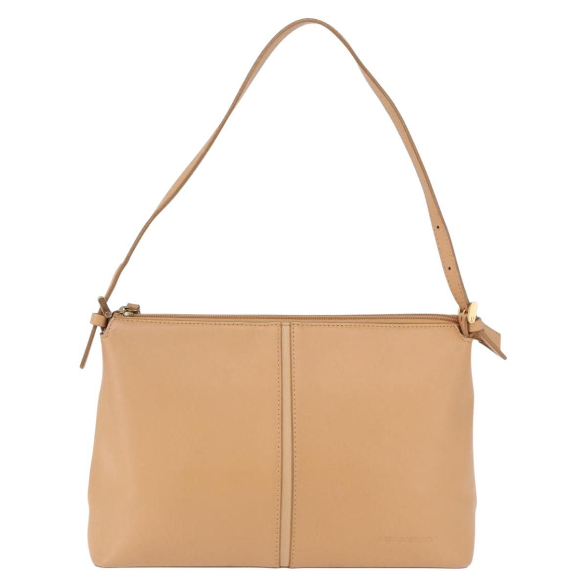 BURBERRY Shoulder Bag Leather Beige Auth am6447