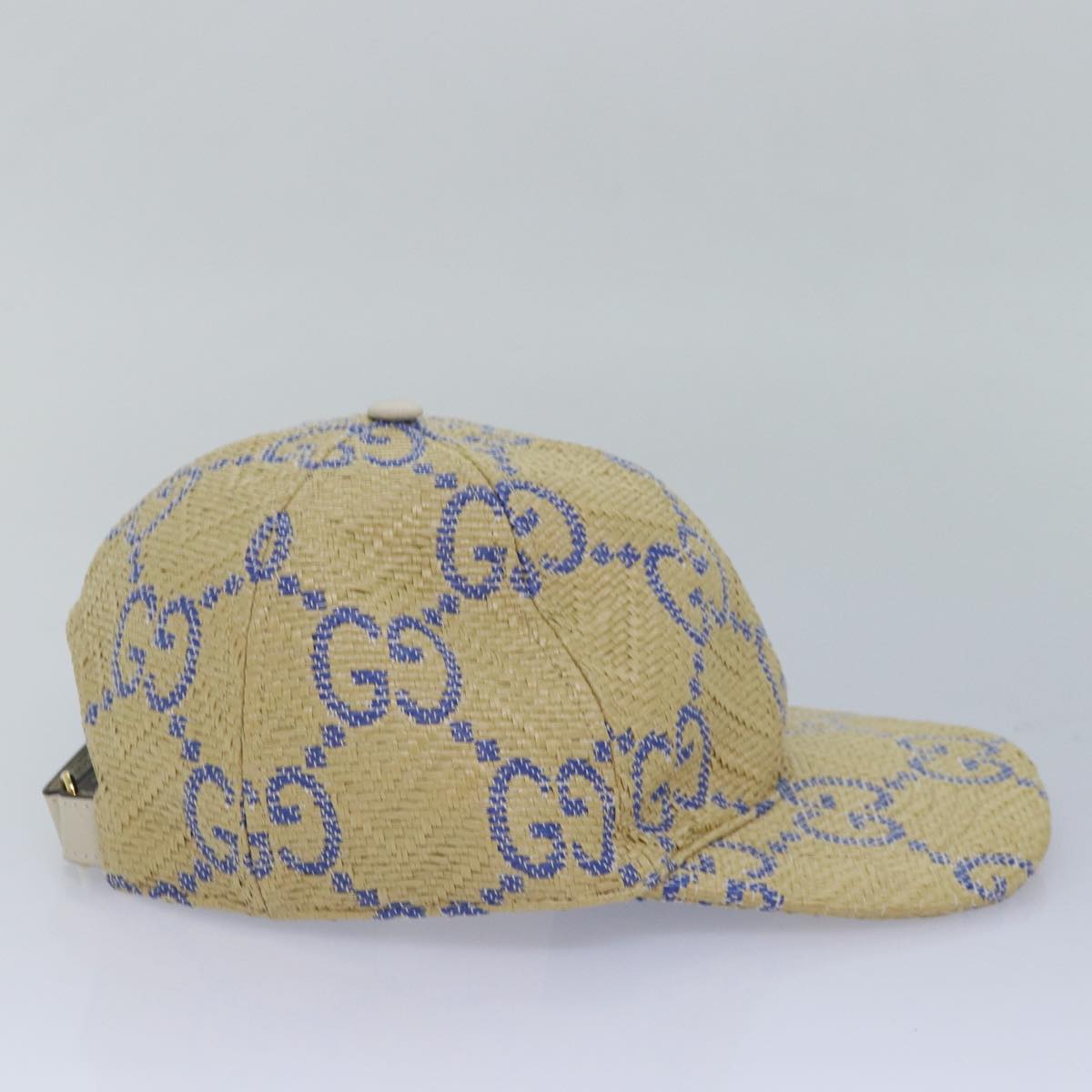 GUCCI Cap GG Canvas Raffia L size Beige 701713 Auth am6474V