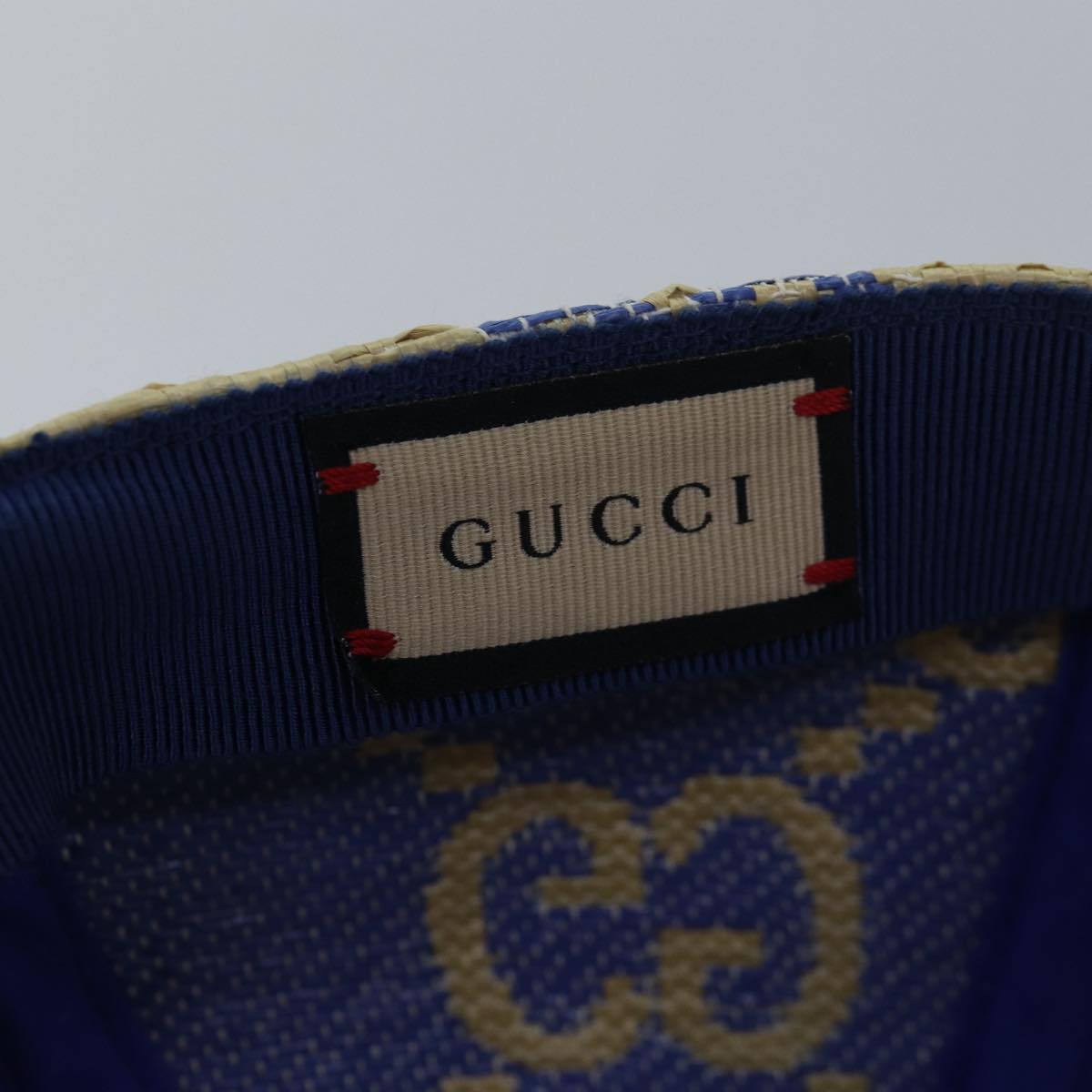 GUCCI Cap GG Canvas Raffia L size Beige 701713 Auth am6474V