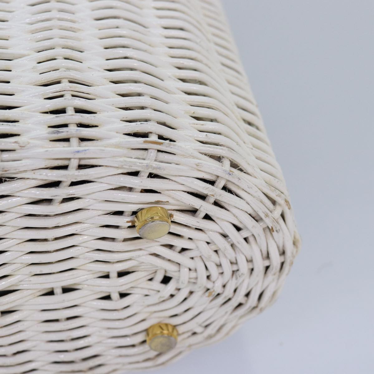 Salvatore Ferragamo Gancini Basket bag Hand Bag Straw White Auth am6527