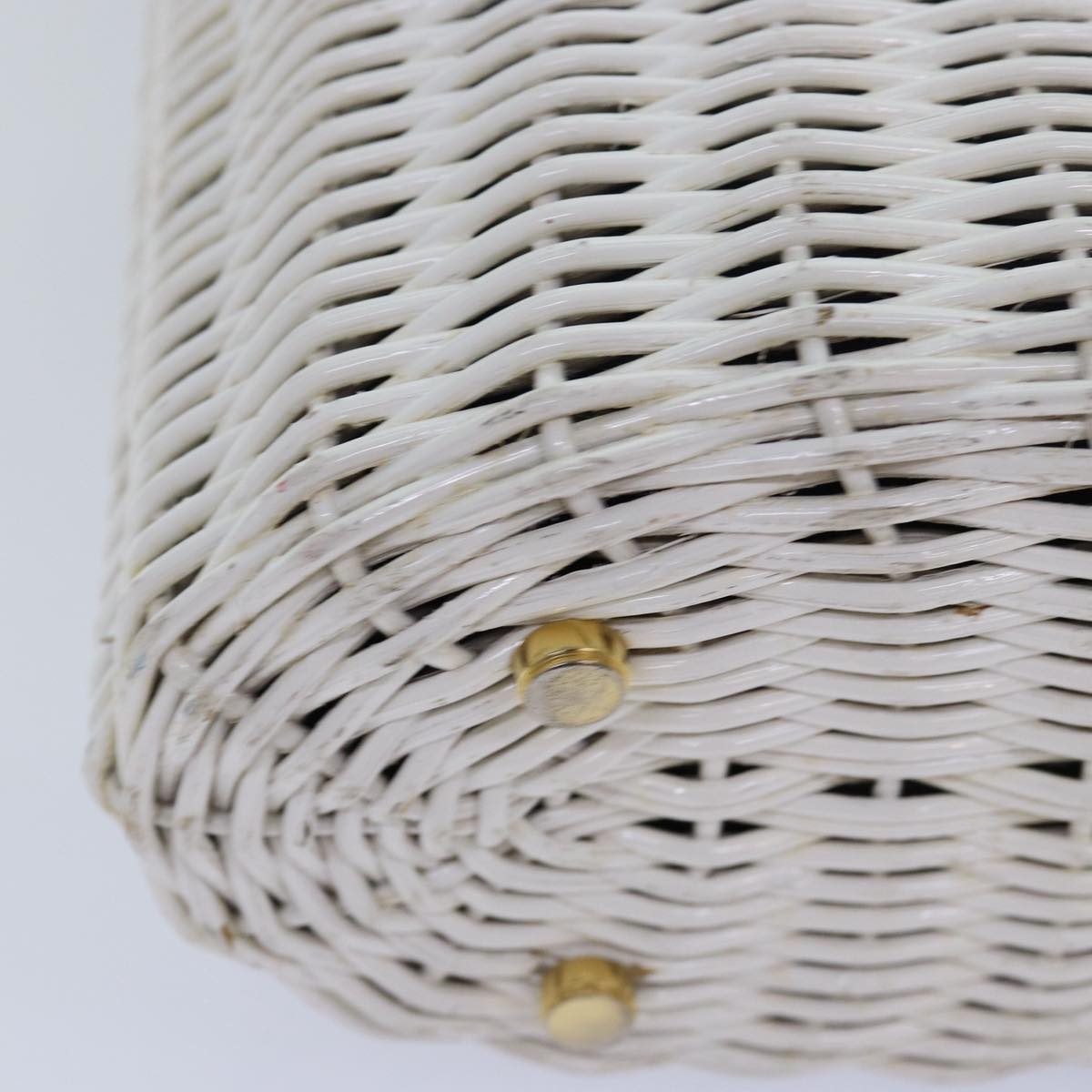 Salvatore Ferragamo Gancini Basket bag Hand Bag Straw White Auth am6527