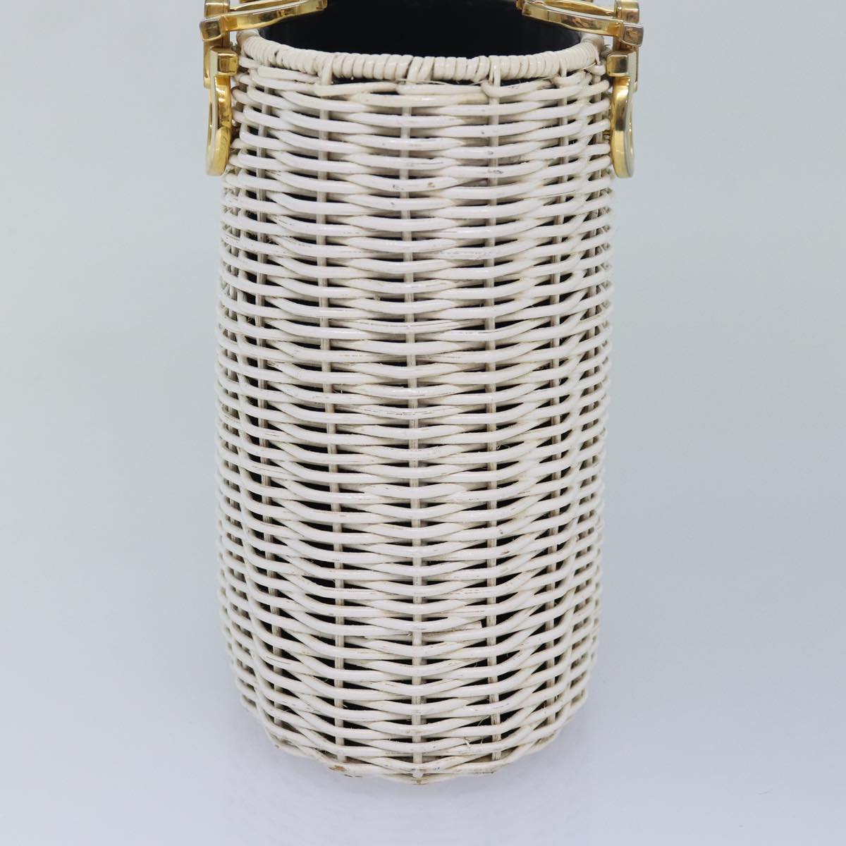 Salvatore Ferragamo Gancini Basket bag Hand Bag Straw White Auth am6527