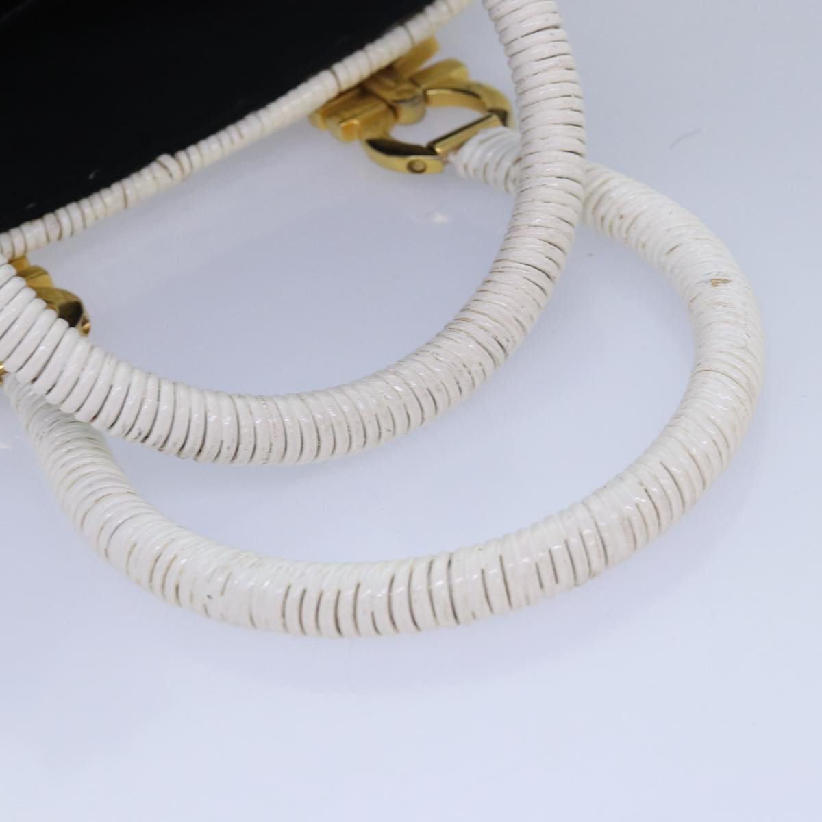 Salvatore Ferragamo Gancini Basket bag Hand Bag Straw White Auth am6527