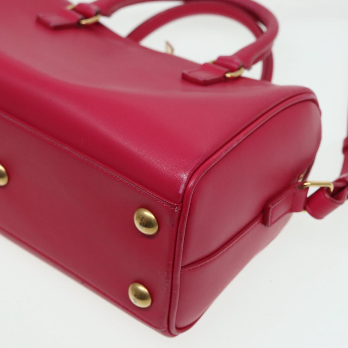 SAINT LAURENT Baby Duffel Hand Bag Leather 2way Red Auth am6711
