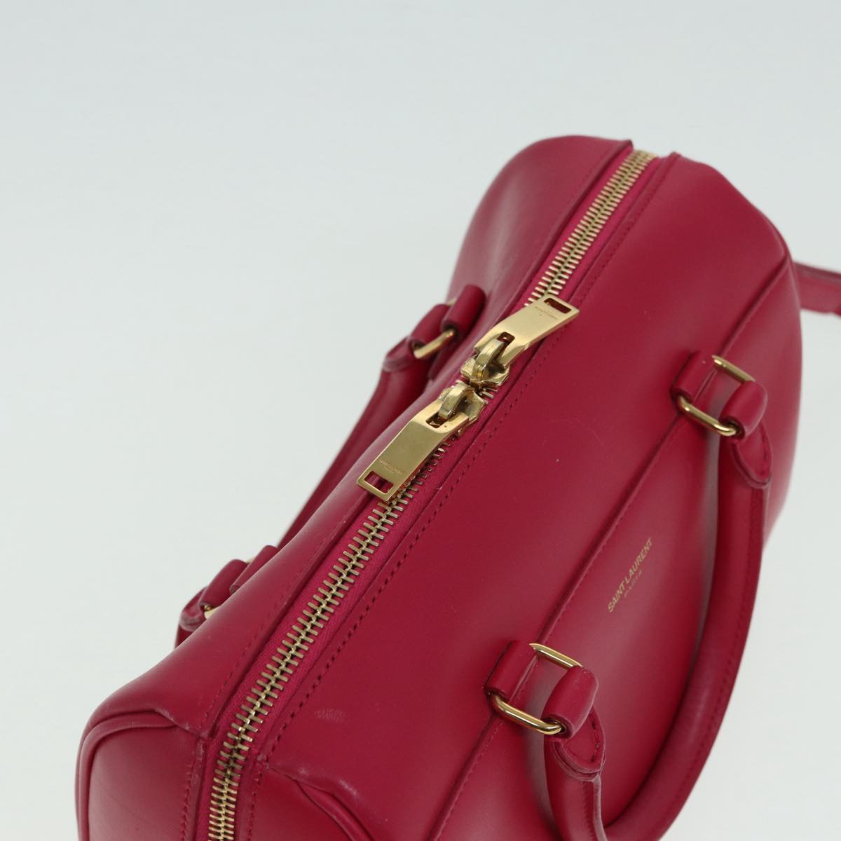 SAINT LAURENT Baby Duffel Hand Bag Leather 2way Red Auth am6711