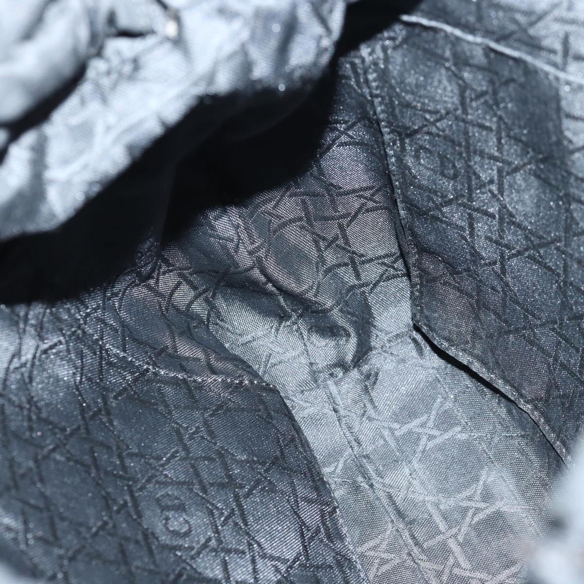 Christian Dior Maris Pearl Hand Bag Nylon Black Silver Auth am6778