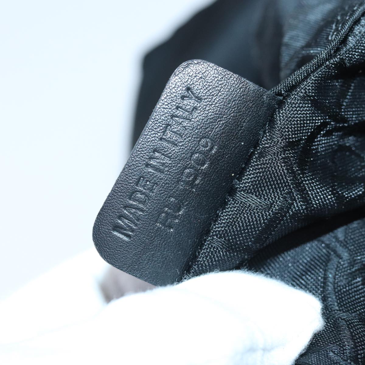 Christian Dior Maris Pearl Hand Bag Nylon Black Silver Auth am6778