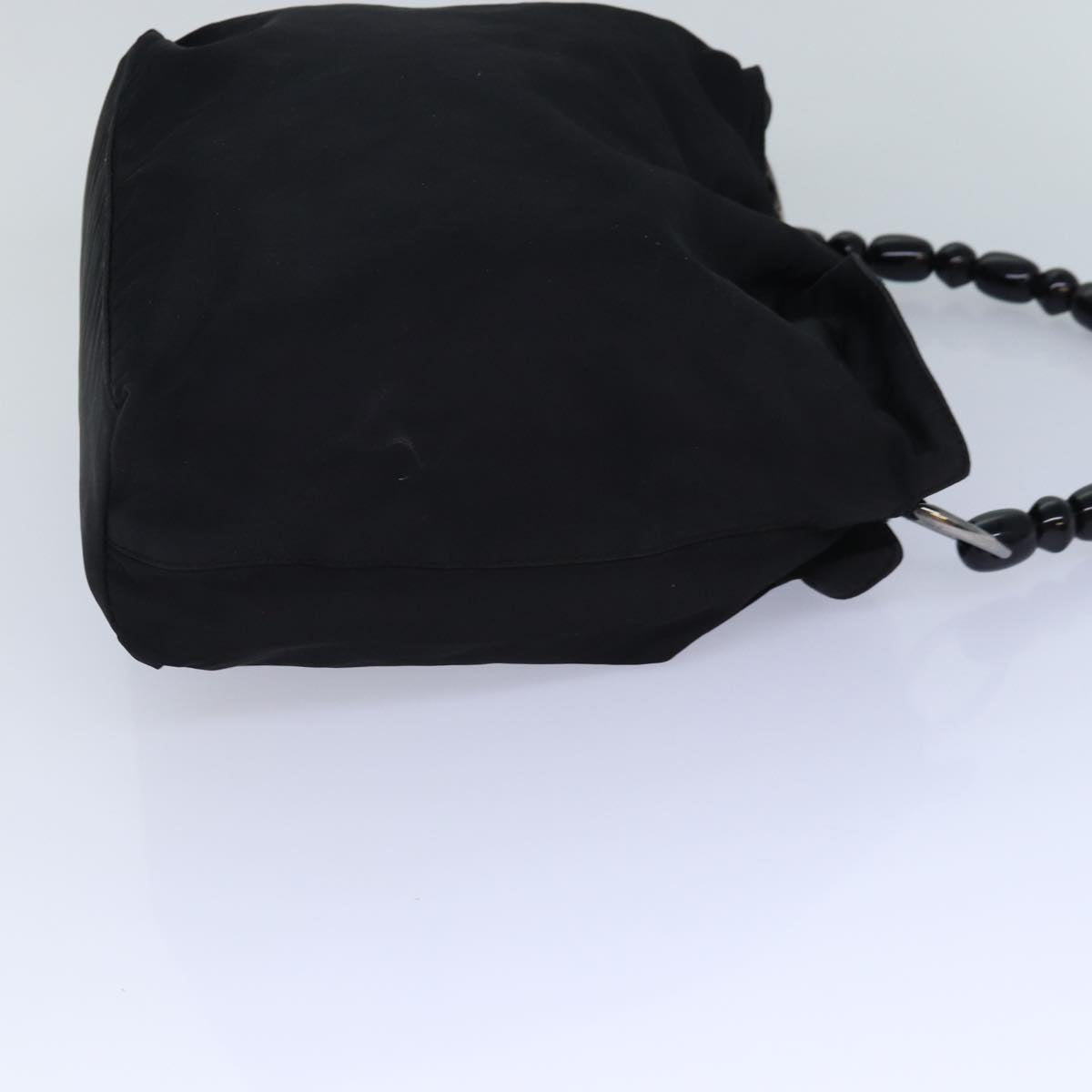 Christian Dior Maris Pearl Hand Bag Nylon Black Silver Auth am6778