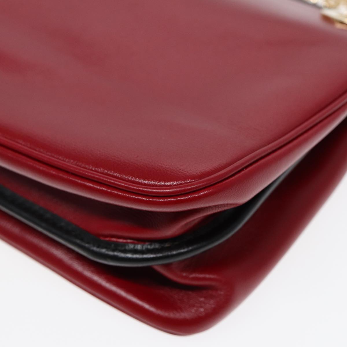 GUCCI Chain Shoulder Bag Leather Red Gold 576422 Auth am6808V