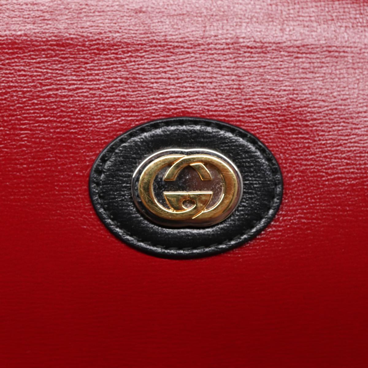 GUCCI Chain Shoulder Bag Leather Red Gold 576422 Auth am6808V