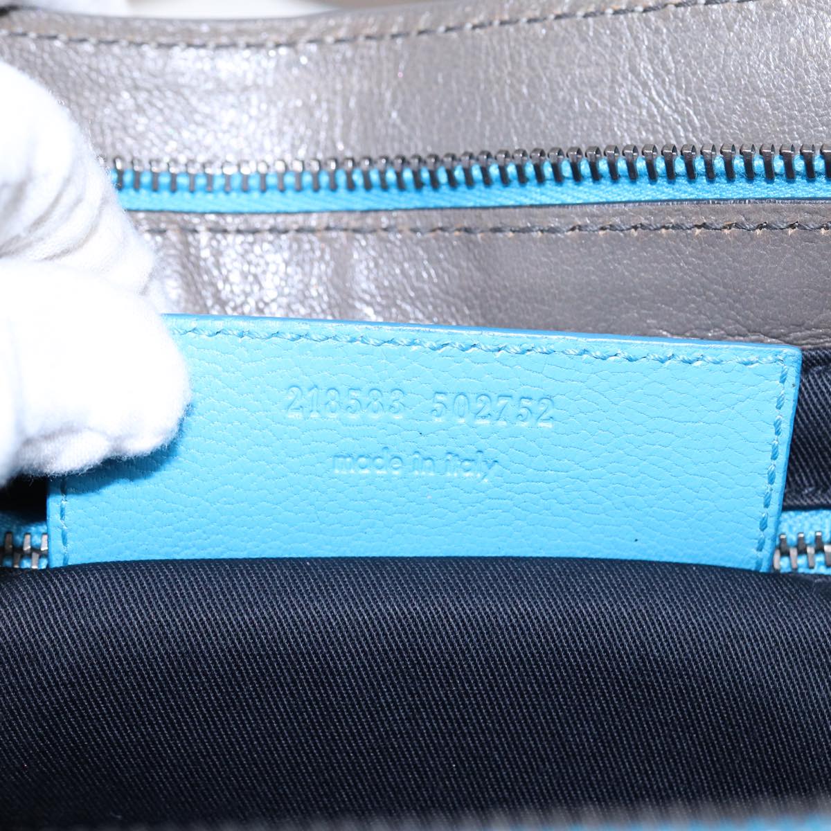 BALENCIAGA Turn Lock Chain Shoulder Bag Leather Beige Gray Silver Auth am6814V