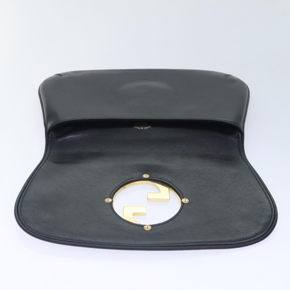 GUCCI Clutch Bag Leather Black Auth am6818A