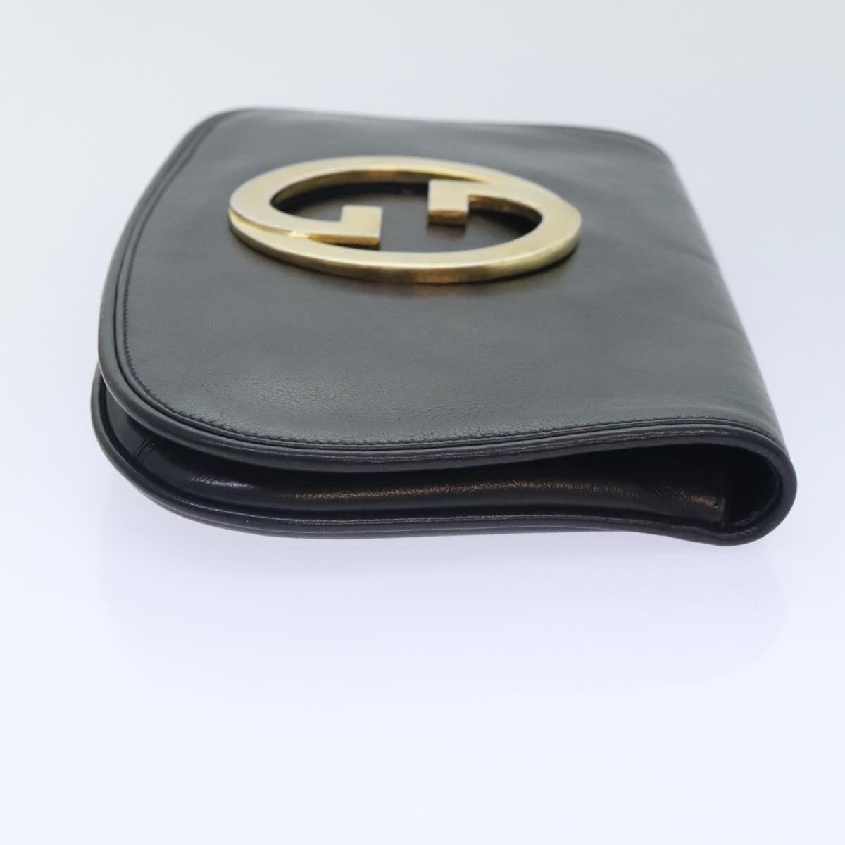 GUCCI Clutch Bag Leather Black Auth am6818