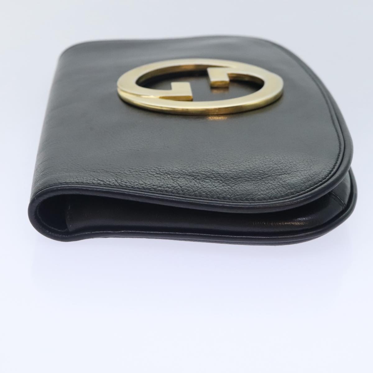 GUCCI Clutch Bag Leather Black Auth am6818A