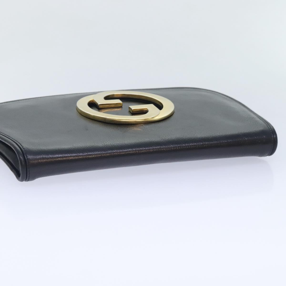 GUCCI Clutch Bag Leather Black Auth am6818A