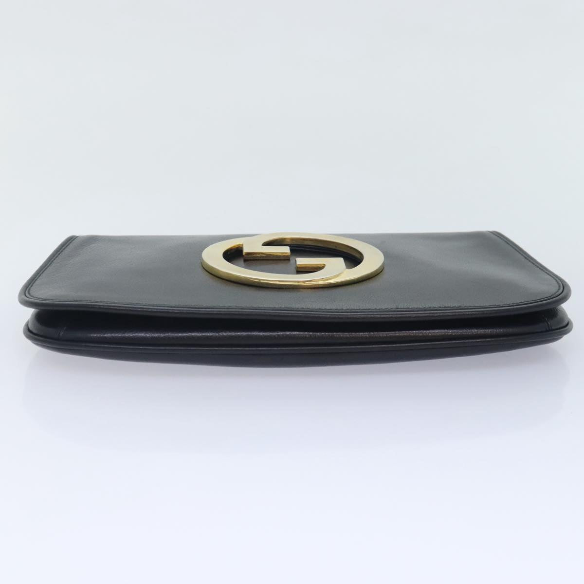 GUCCI Clutch Bag Leather Black Auth am6818A