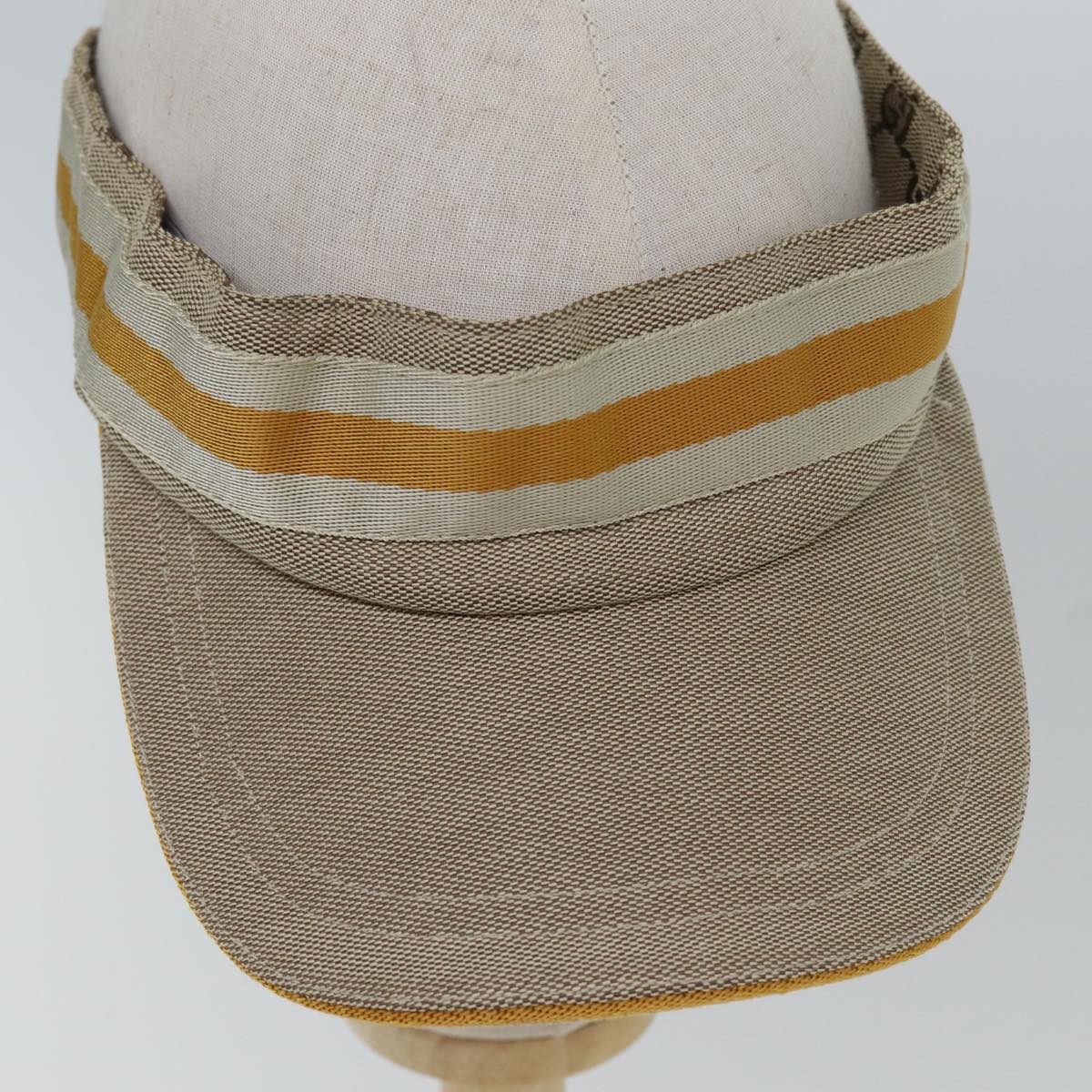 GUCCI GG Canvas Sherry Line Sun Visor M Beige Yellow Auth am6871