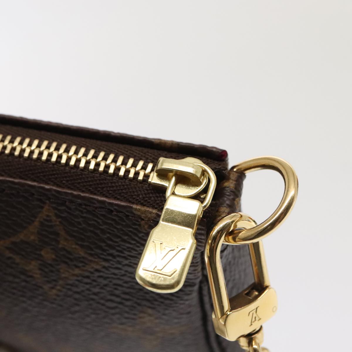 LOUIS VUITTON Monogram V line Mini Pochette Accessoires Pouch Pink Auth am6931AV