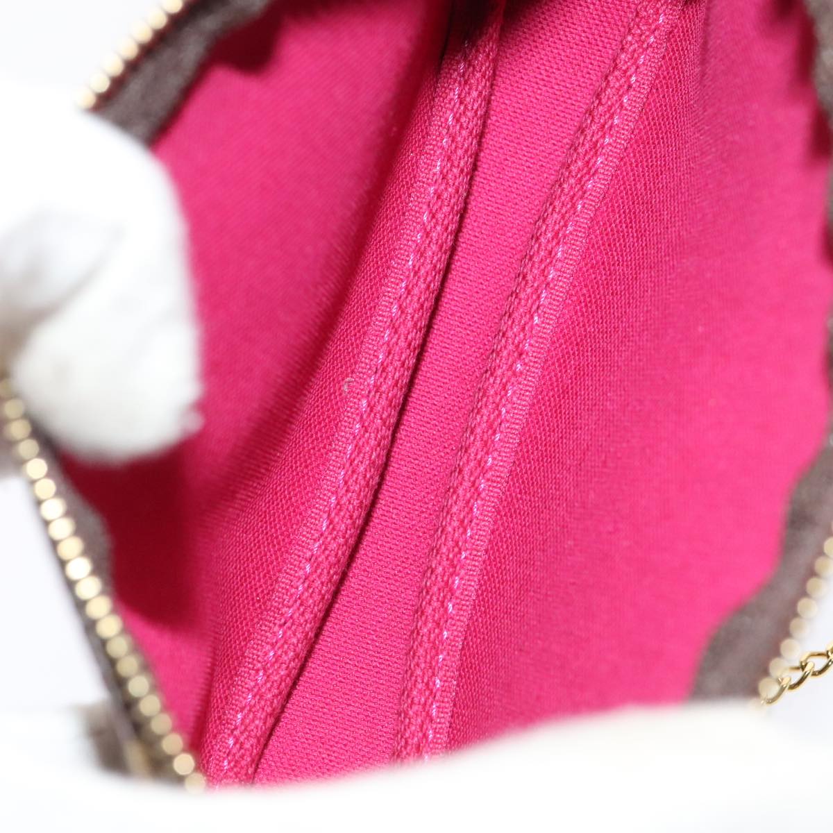 LOUIS VUITTON Monogram V line Mini Pochette Accessoires Pouch Pink Auth am6931SAV