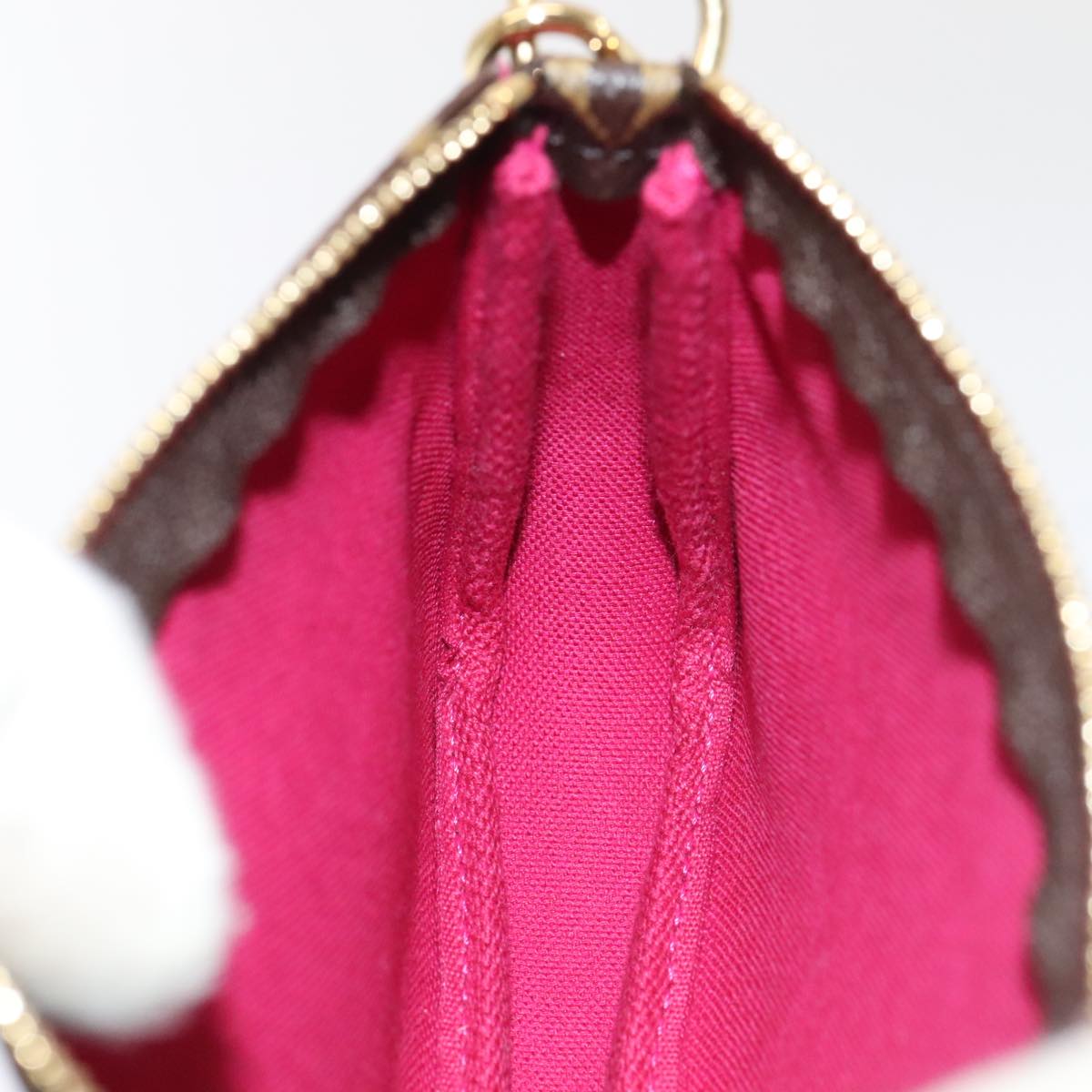 LOUIS VUITTON Monogram V line Mini Pochette Accessoires Pouch Pink Auth am6931SAV